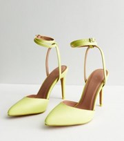 New Look Green Leather-Look Strappy Stiletto Heel Court Shoes